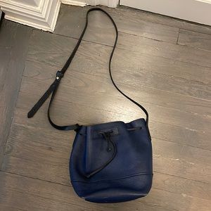 JCREW Navy Leather Bucket Bag